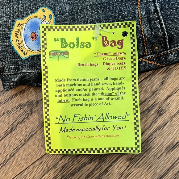 Denim jean shorts recycled bag - Picture 4 of 5